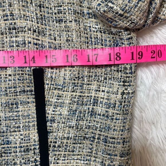 ANNE KLEIN Tweed Jacket Faux Leather Trim Size 10 Zip Up Blazer Office Workwear - Picture 4 of 10
